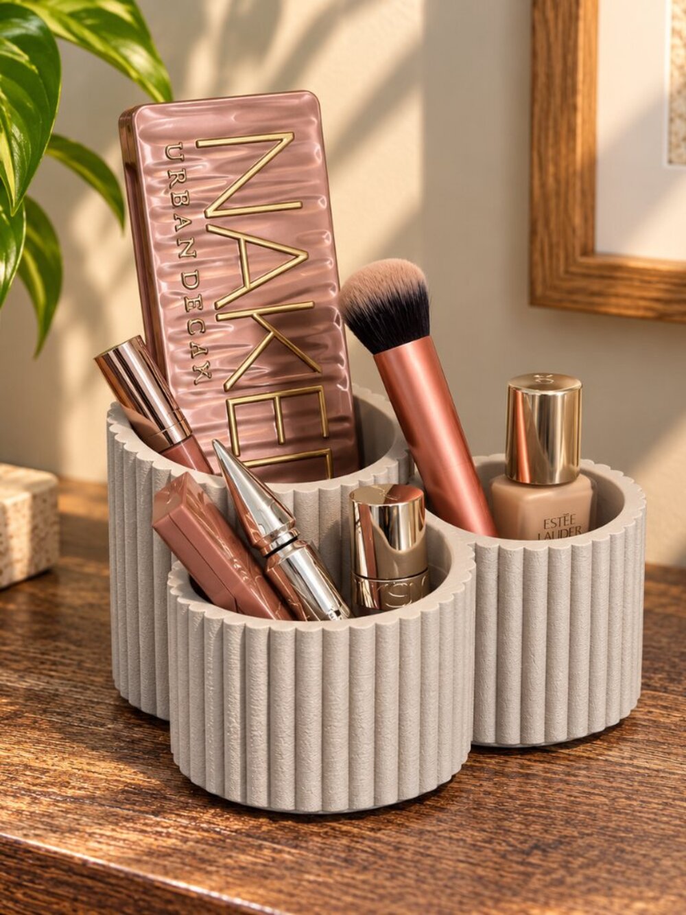 Vanity Organizer, 3 Compartment Makeup and Skincare Holder, Bathroom Countertop